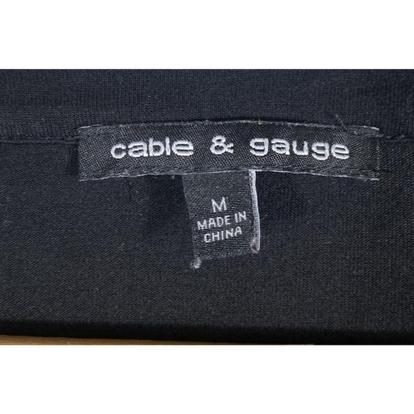 Cable & Gauge Velvet Burnout Top Henley Medium Black Whimsigoth Dk Romantic Y2K - Picture 6 of 10